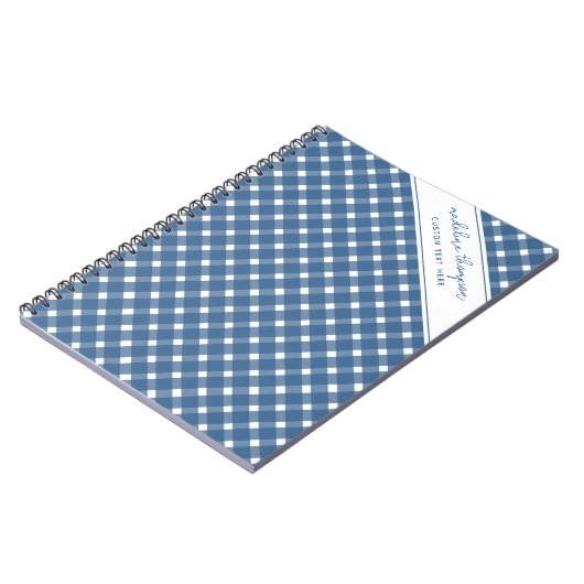 Basic Gingham Light Navy Blue Spiral Notizblock (Linke Seite)