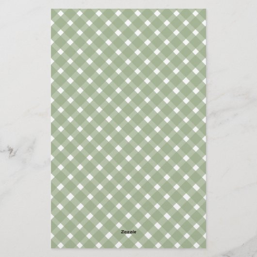 Basic Gingham Sage Green Border Briefpapier (Rückseite)