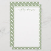 Basic Gingham Sage Green Border Briefpapier (Vorne/Hinten)