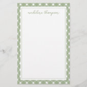 Basic Gingham Sage Green Border Briefpapier (Vorderseite)