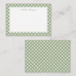 Basic Gingham Sage Green Border Mitteilungskarte