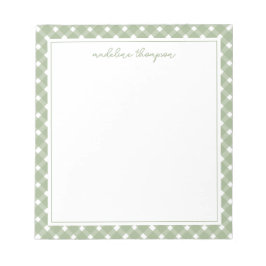 Basic Gingham Sage Green Border Notepad Notizblock