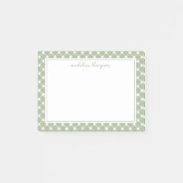 Basic Gingham Sage Green Border Post-it Klebezettel
