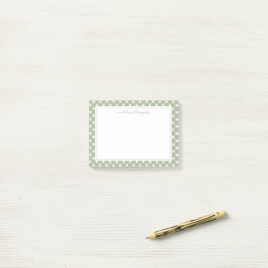 Basic Gingham Sage Green Border Post-it Klebezettel (Auf Schreibtisch)