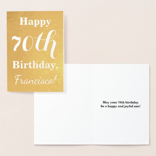 Basic Gold Foil 70th Birthday + Custom Name Folienkarte (Anzeige)
