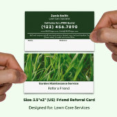 Basic Green & White Custom Image Lawn Service Empfehlungskarte