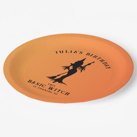 Basic Hexe Moderne Frauen Halloween Pappteller (Schrägansicht)