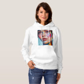 Basic hoodie with a colorful girl's face. (Vorne ganz)