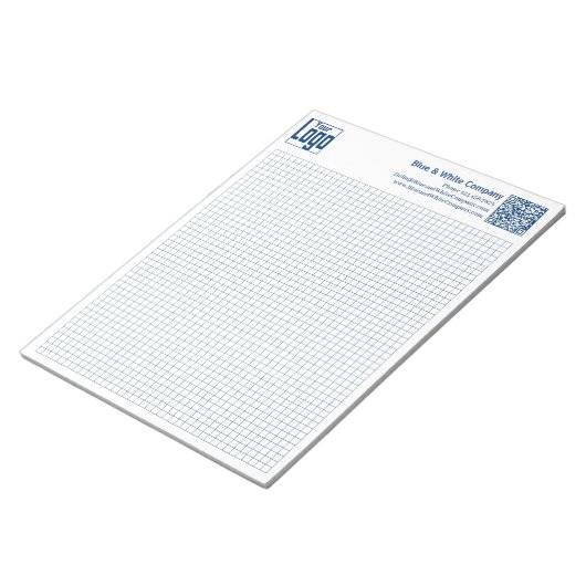 Basic Logo QR-code Blue Grid Graph Calcpad Notizblock (angewinkelt)
