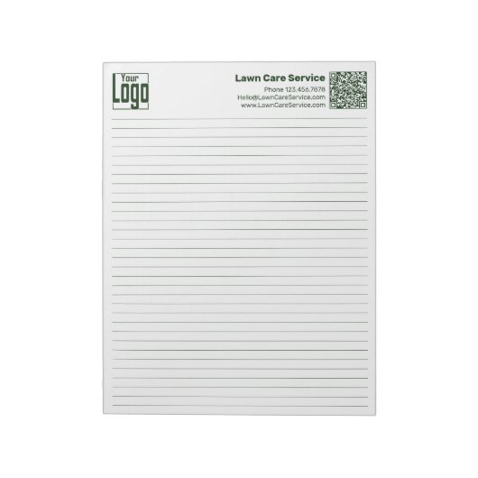 Basic Logo QR-code Green Line College Rule Notizblock (Rotiert)