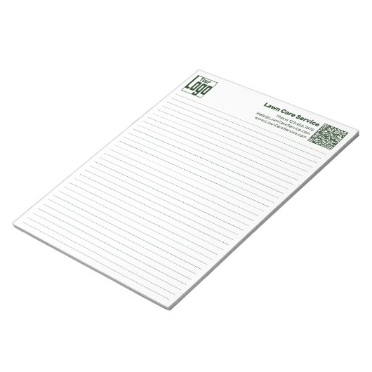 Basic Logo QR-code Green Line College Rule Notizblock (angewinkelt)