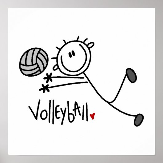Basic Male Stick Figure Volleyball Poster (Vorne)