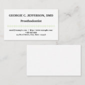 Basic & Minimal Prosthodontist Business Card Visitenkarte (Vorne/Hinten)