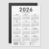 Basic Modern 2026 Corporate Logo Calendar Magnetkarte (Vorne/Hinten)