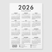 Basic Modern 2026 Corporate Logo Calendar Magnetkarte (Vorderseite)