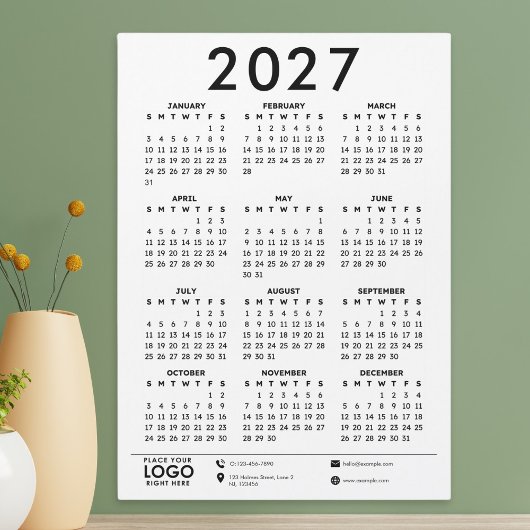 Basic Modern 2027 Corporate Logo Calendar Magnetkarte