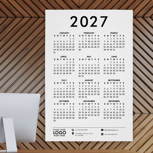 Basic Modern 2027 Firmenlogo-Kalender Poster