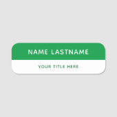 Basic Modern Bright Green White Title Pin Magnetic Namensschild (Vorderseite)