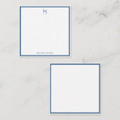 Basic Monogram Navy Blue Border Personalized  Mitteilungskarte (Vorne/Hinten)