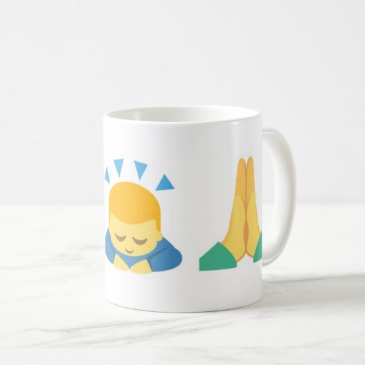 Basic Mug Emoji: No Fear, Bow Down, Pray Kaffeetasse (VorderseiteRechts)