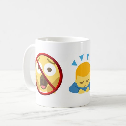 Basic Mug Emoji: No Fear, Bow Down, Pray Kaffeetasse (Vorderseite Links)