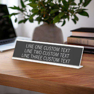 Basic Office mit 3 Textlinien - Schwarz-weiß Schreibtischnamensplakette