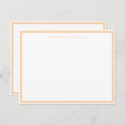 Basic Peach Border Personalized Note Card Mitteilungskarte (Vorne/Hinten)