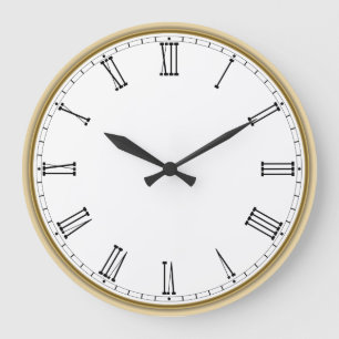 Basic Plain Black and White Roman Numeral Große Wanduhr