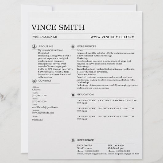 Basic Professional Resume Template Design Trendy 1 Briefbogen (Vorderseite)