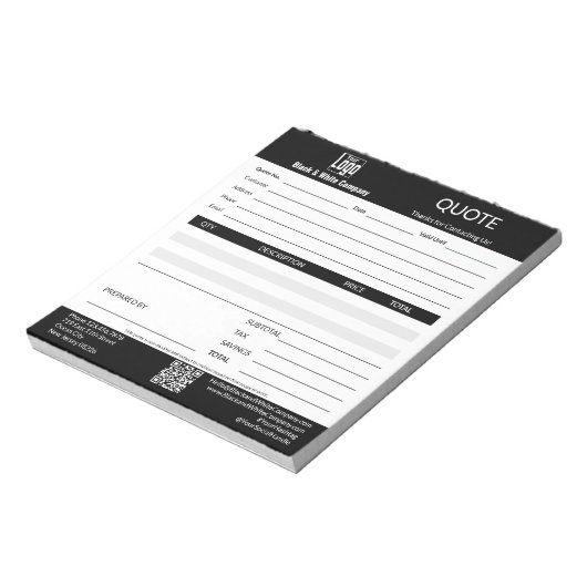 Basic Professional Service Business Black Quote  Notizblock (Rotiert)