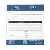 Basic Professional Service Business Blue Quote  Notizblock (Vorderseite)