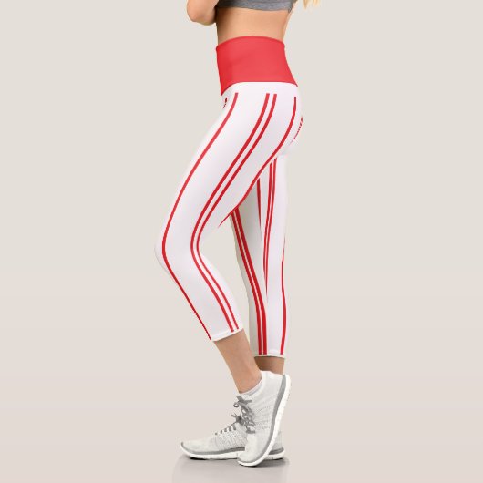"Basic Red and White Strip" Hochgeschlagene Capris (Links)