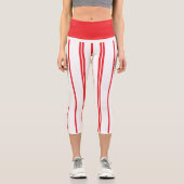 "Basic Red and White Strip" Hochgeschlagene Capris (Vorderseite)
