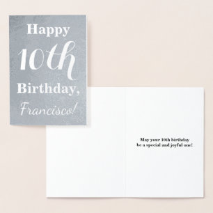 Basic Silver Foil 10. Geburtstag + Individuelle Na Folienkarte