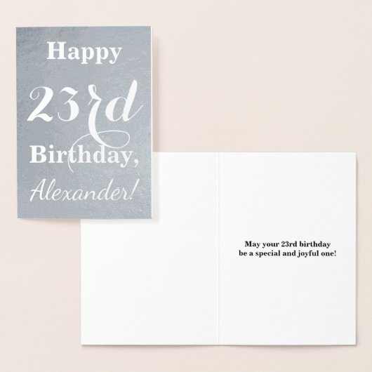 Basic Silver Foil "Happy 23. Geburtstag" + Name Folienkarte (Anzeige)