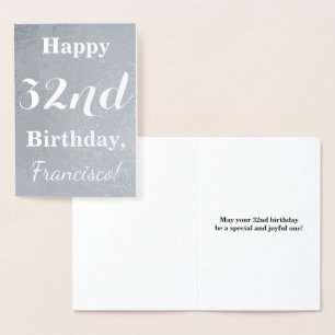 Basic Silver Foil "Happy 32 nd Birthday" + Name Folienkarte