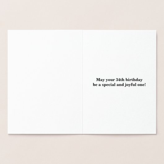 Basic Silver Foil "Happy 34 th Birthday" + Name Folienkarte (Innenseite)