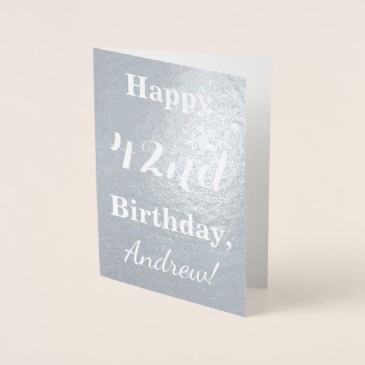 Basic Silver Foil "Happy 42. Birthday" + Name Folienkarte (Vorderseite)