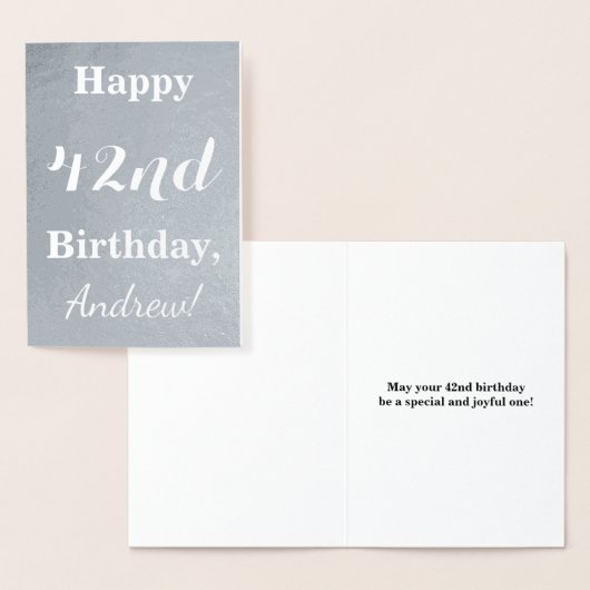 Basic Silver Foil "Happy 42. Birthday" + Name Folienkarte (Anzeige)