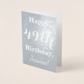 Basic Silver Foil "Happy 49th Birthday" + Name Folienkarte (Vorderseite)
