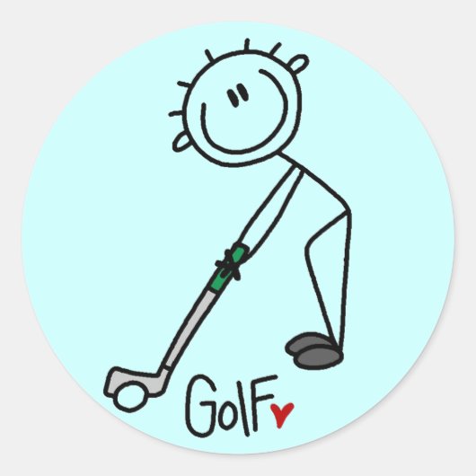 Basic Strichmännchen Golf T - Shirt und Geschenke Runder Aufkleber (Vorderseite)