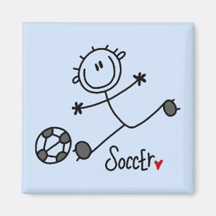 Basic Strichmännchen Soccer T - Shirt und Geschenk Magnet