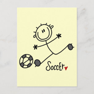 Basic Strichmännchen Soccer T - Shirt und Geschenk Postkarte