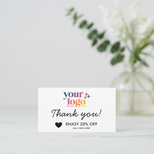 Basic Thank You Business Logo Business Discount Visitenkarte (Stehend Vorderseite)