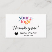 Basic Thank You Business Logo Business Discount Visitenkarte (Vorderseite)