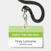 Basic Trade Show mit Name und Firma - Streifen Ausweis (Vorderseite mit Lanyard)
