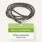 Basic Trade Show mit Name und Firma - Streifen Ausweis (Vorderseite mit Schlüsselband)