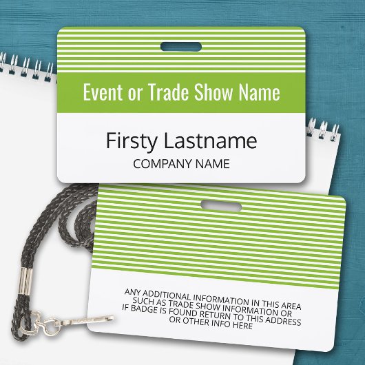 Basic Trade Show mit Name und Firma - Streifen Ausweis