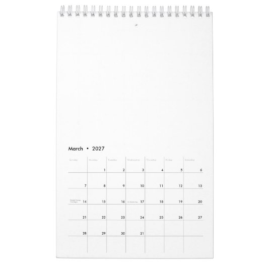 básico editable kalender (Mär 2027)