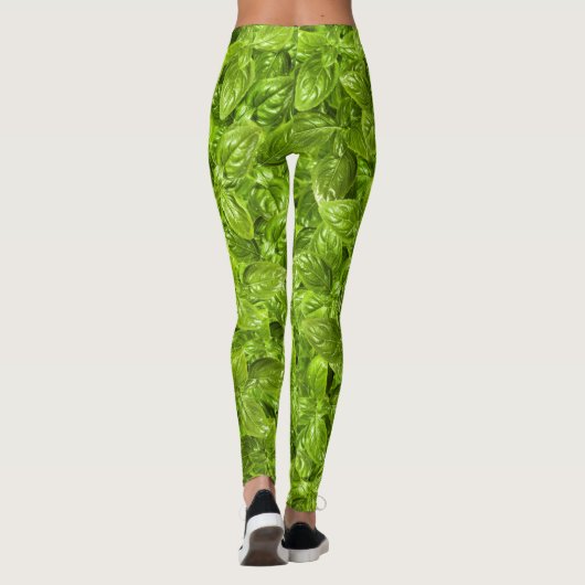 Basil-Blätter-Muster Leggings (Rückseite)